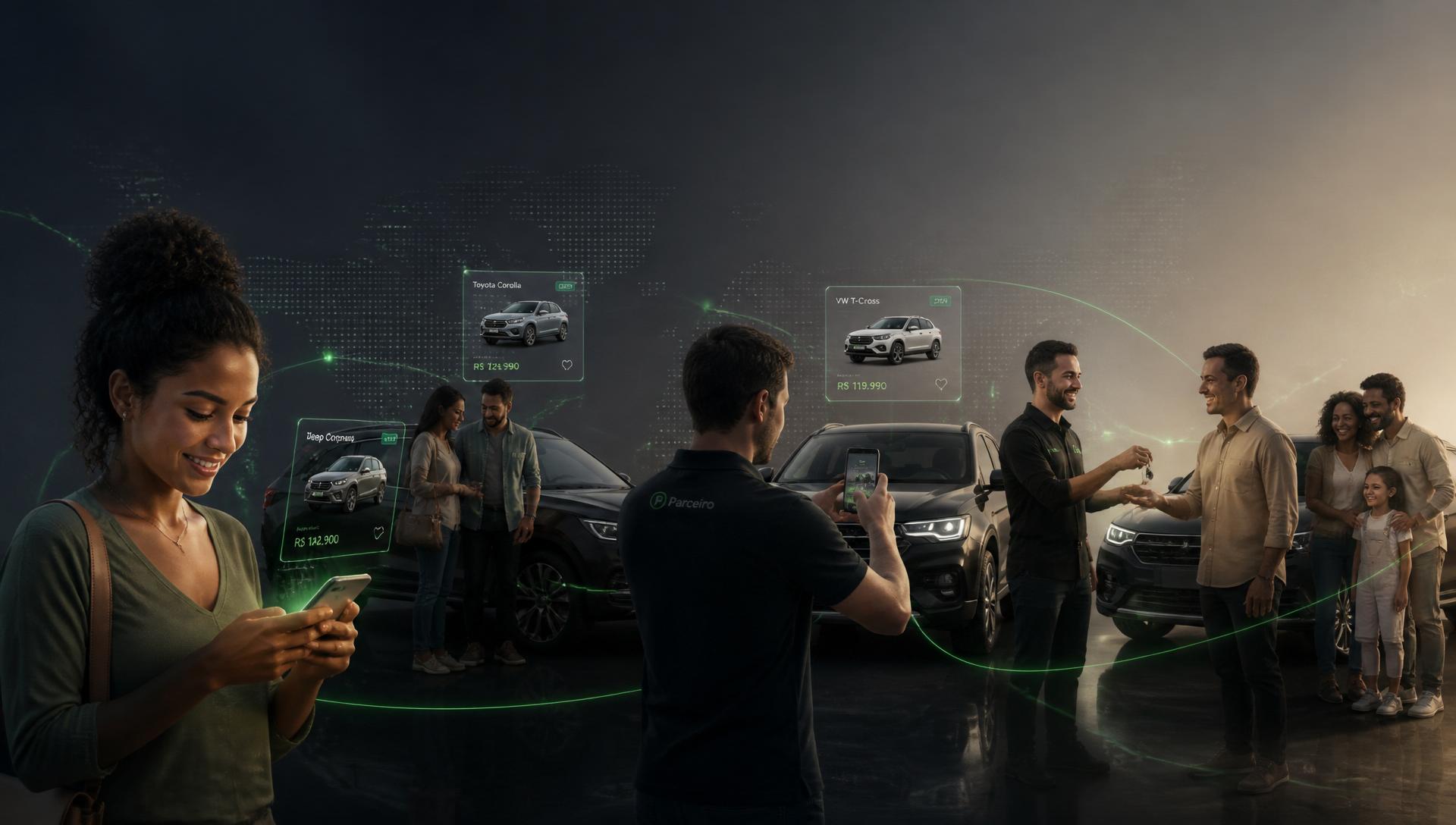 Compradores, lojistas e famílias conectados pelo marketplace Vitrines Auto